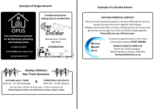 Honley Flyer Advert Examples